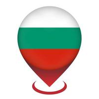 Map pointer with contry Bulgaria. Bulgaria flag. Vector illustration.