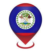 Map pointer with contry Belize. Belize flag. Vector illustration.