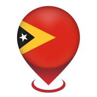 Map pointer with contry East Timor. East Timor flag. Vector illustration.