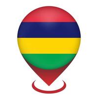 Map pointer with contry Mauritius. Mauritius flag. Vector illustration.