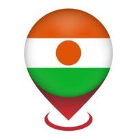 Map pointer with contry Niger. Niger flag. Vector illustration.