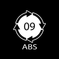 símbolo de reciclaje de plástico abs 9 icono de vector. código de reciclaje de plástico abs 09. vector