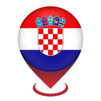 Map pointer with contry Croatia. Croatia flag. Vector illustration.