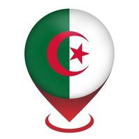 Map pointer with contry Algeria. Algeria flag. Vector illustration.