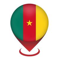 Map pointer with contry Cameroon. Cameroon flag. Vector illustration.