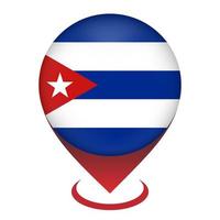 Map pointer with contry Cuba. Cuba flag. Vector illustration.