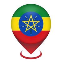 Map pointer with contry Ethiopia. Ethiopia flag. Vector illustration.