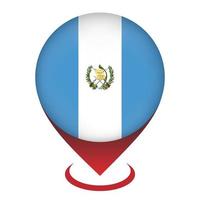 Map pointer with contry Guatemala. Guatemala flag. Vector illustration.