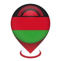 Map pointer with contry Malawi. Malawi flag. Vector illustration.