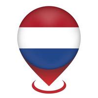 Map pointer with contry Netherlands. Netherlands flag. Vector illustration.