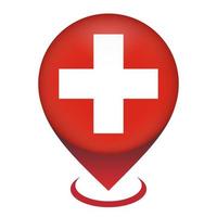 Map pointer with contry Switzerland. Switzerland flag. Vector illustration.