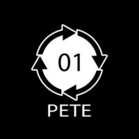 PETE 01 recycling code symbol. Plastic recycling vector polyethylene sign.