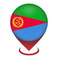 Map pointer with contry Eritrea. Eritrea flag. Vector illustration.