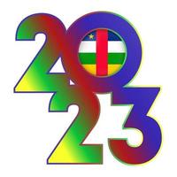 Happy New Year 2023 banner with Central African Republic flag inside. Vector illustration.