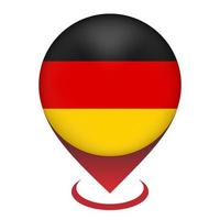 Map pointer with contry Germany. Germany flag. Vector illustration.