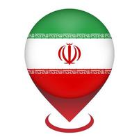 Map pointer with contry Iran. Iran flag. Vector illustration.