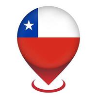 Map pointer with contry Chile. Chile flag. Vector illustration.