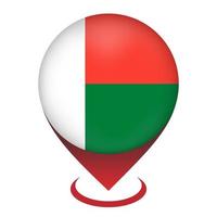 Map pointer with contry Madagascar. Madagascar flag. Vector illustration.