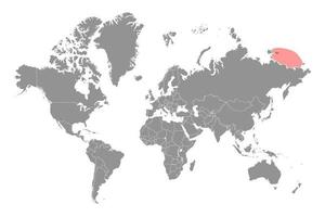 este siberiano mar en el mundo mapa. vector ilustración.