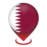 puntero del mapa con país qatar. bandera de qatar ilustración vectorial vector