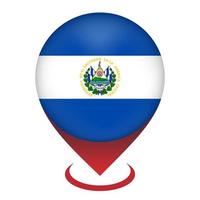 puntero del mapa con país salvador. bandera salvadoreña ilustración vectorial vector