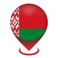 Map pointer with contry Belarus. Belarus flag. Vector illustration.