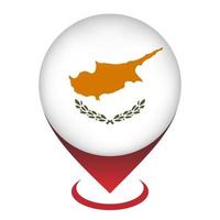 Map pointer with contry Cyprus. Cyprus flag. Vector illustration.