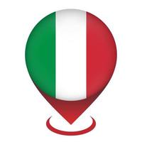 Map pointer with contry Italy. Italy flag. Vector illustration.