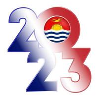 Happy New Year 2023 banner with Kiribati flag inside. Vector illustration.