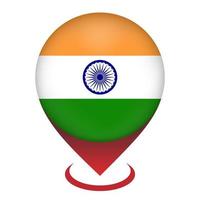 puntero del mapa con el país de la india. bandera india ilustración vectorial vector