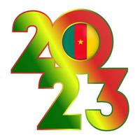 Happy New Year 2023 banner with Cameroon flag inside. Vector illustration.