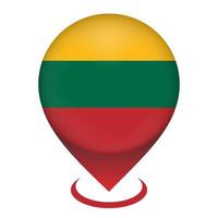 Map pointer with contry Lithuania. Lithuania flag. Vector illustration.