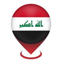 Map pointer with contry Iraq. Iraq flag. Vector illustration.