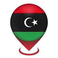 Map pointer with contry Libya. Libya flag. Vector illustration.