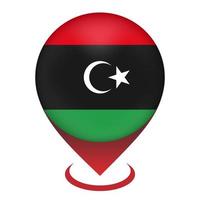 Map pointer with contry Libya. Libya flag. Vector illustration.