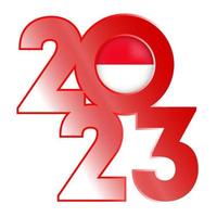 Happy New Year 2023 banner with Monaco flag inside. Vector illustration.
