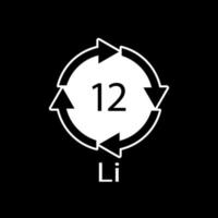 símbolo de reciclaje de batería 12 li. ilustración vectorial vector