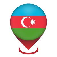 Map pointer with contry Azerbaijan. Azerbaijan flag. Vector illustration.