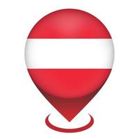 Map pointer with contry Austria. Austria flag. Vector illustration.