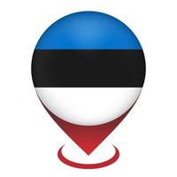 Map pointer with contry Estonia. Estonia flag. Vector illustration.