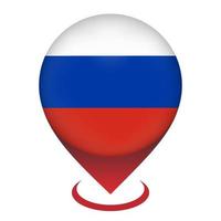 Map pointer with contry Russia. Russia flag. Vector illustration.