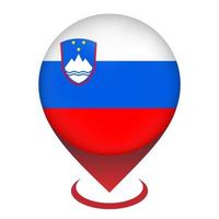 Map pointer with contry Slovenia. Slovenia flag. Vector illustration.