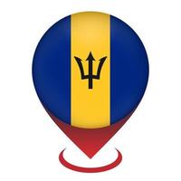 Map pointer with contry Barbados. Barbados flag. Vector illustration.