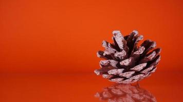 conífero cono en un naranja antecedentes foto