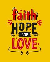 fe esperanza y amor San Valentín día citas. vector acerca de amor. tipografía romántico palabras en febrero. bíblico mano dibujado.
