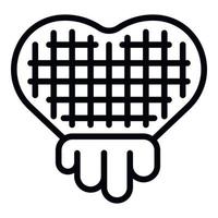 Heart waffle icon outline vector. Belgian wafer vector