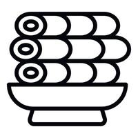 Spring roll bowl icon outline vector. Food cuisine vector