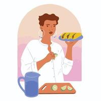 Women Bread baker vector