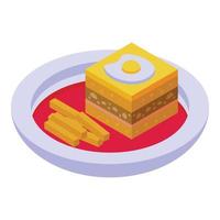 huevo tarta pastel icono isométrica vector. portugués cocina vector