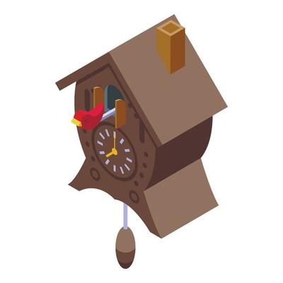 Alarm Cuckoo Clock icon isometric vector. Old pendulum